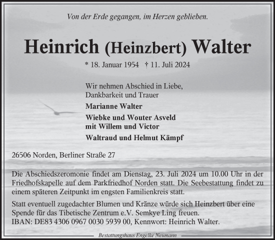 Traueranzeige von Heinrich Walter von Ostfriesischer Kurier GmbH