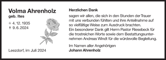 Traueranzeige von Volma Ahrenholz von Ostfriesischer Kurier GmbH
