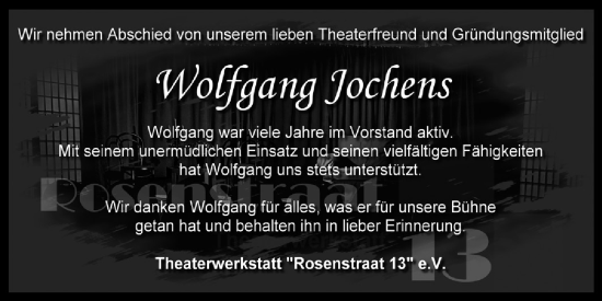 Traueranzeige von Wolfgang Jochens von Ostfriesischer Kurier GmbH