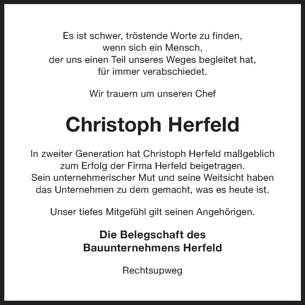  Traueranzeige für Christoph Herfeld vom 21.08.2024 aus Ostfriesischer Kurier GmbH