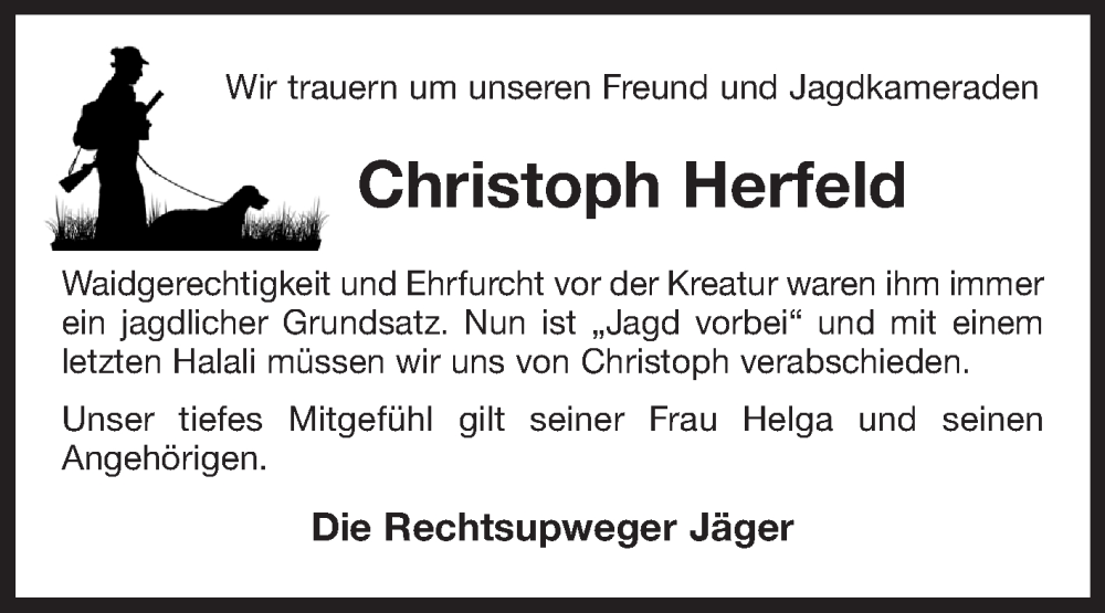  Traueranzeige für Christoph Herfeld vom 21.08.2024 aus Ostfriesischer Kurier GmbH