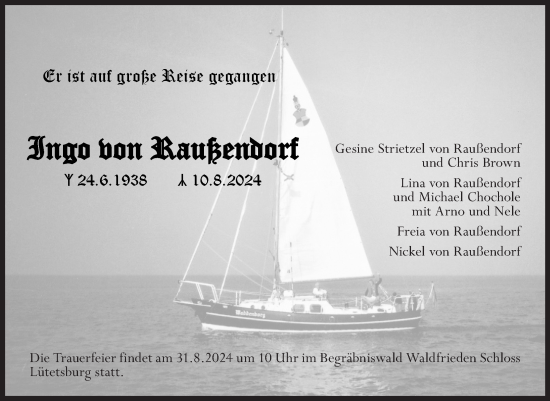 Traueranzeige von Ingo von Raußendorf von Ostfriesischer Kurier GmbH