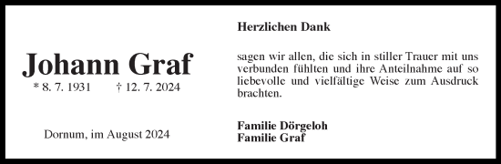 Traueranzeige von Johann Graf von Ostfriesischer Kurier GmbH