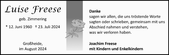 Traueranzeige von Luise Freese von Ostfriesischer Kurier GmbH
