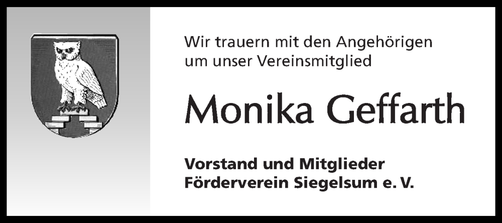  Traueranzeige für Monika Geffarth vom 31.08.2024 aus Ostfriesischer Kurier GmbH