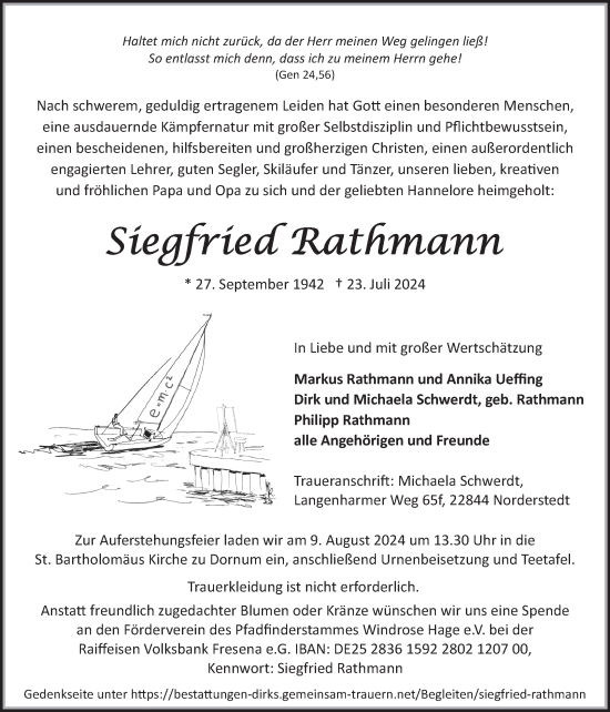 Traueranzeige von Siegfried Rathmann von Ostfriesischer Kurier GmbH