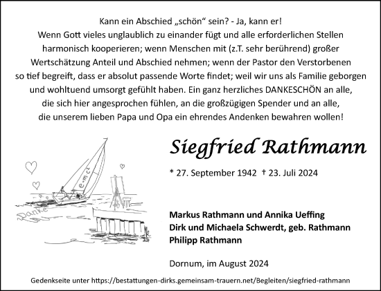 Traueranzeige von Siegfried Rathmann von Ostfriesischer Kurier GmbH