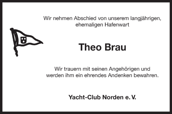 Traueranzeige von Theo Brau von Ostfriesischer Kurier GmbH