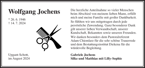 Traueranzeige von Wolfgang Jochens von Ostfriesischer Kurier GmbH