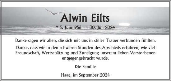 Traueranzeige von Alwin Eilts von Ostfriesischer Kurier GmbH
