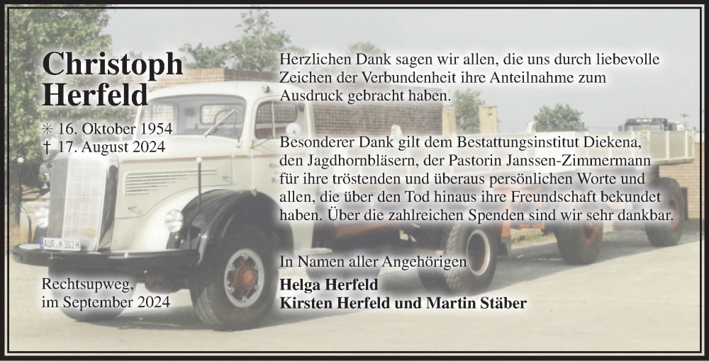  Traueranzeige für Christoph Herfeld vom 28.09.2024 aus Ostfriesischer Kurier GmbH
