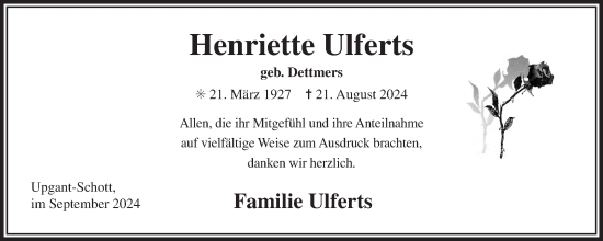 Traueranzeige von Henriette Ulferts von Ostfriesischer Kurier GmbH