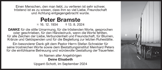 Traueranzeige von Peter Bramste von Ostfriesischer Kurier GmbH