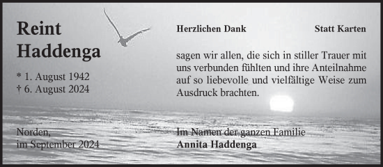 Traueranzeige von Reint Haddenga von Ostfriesischer Kurier GmbH