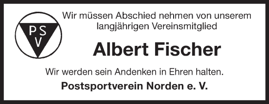 Traueranzeige von Albert Fischer von Ostfriesischer Kurier GmbH