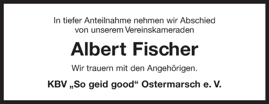 Traueranzeige von Albert Fischer von Ostfriesischer Kurier GmbH