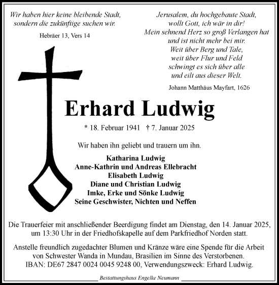 Traueranzeige von Erhard Ludwig von Ostfriesischer Kurier GmbH