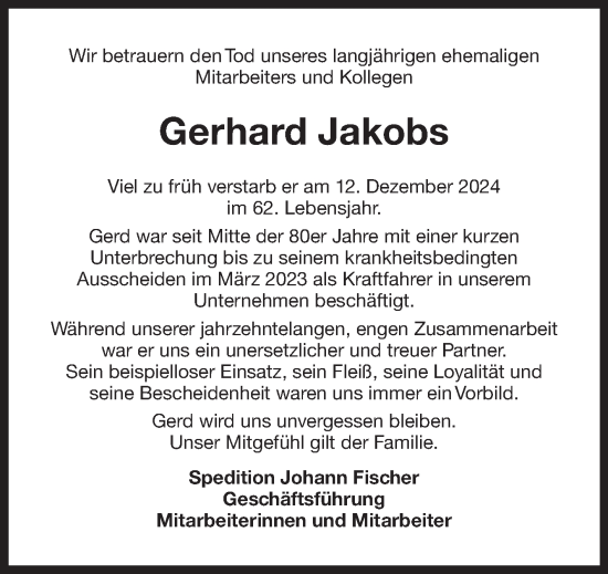 Traueranzeige von Gerhard Jakobs von Ostfriesischer Kurier GmbH