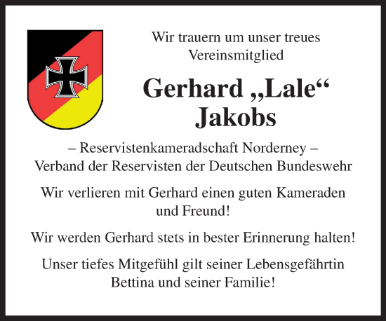 Traueranzeige von Gerhard Jakobs von Ostfriesischer Kurier GmbH