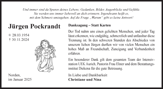 Traueranzeige von Jürgen Pockrandt von Ostfriesischer Kurier GmbH