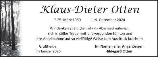 Traueranzeige von Klaus-Dieter Otten von Ostfriesischer Kurier GmbH