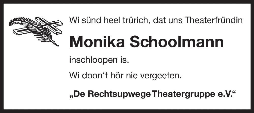  Traueranzeige für Monika Schoolmann vom 28.01.2025 aus Ostfriesischer Kurier GmbH