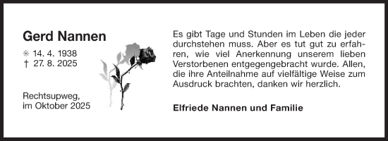 Traueranzeige von Gerd Nannen von Ostfriesischer Kurier GmbH