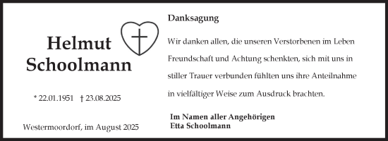 Traueranzeige von Helmut Schoolmann von Ostfriesischer Kurier GmbH