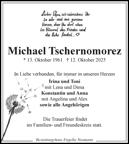 Traueranzeige von Michael Tschernomorez von Ostfriesischer Kurier GmbH