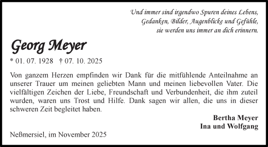Traueranzeige von Georg Meyer von Ostfriesischer Kurier GmbH