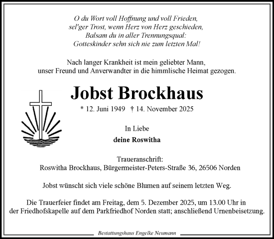 Traueranzeige von Jobst Brockhaus von Ostfriesischer Kurier GmbH