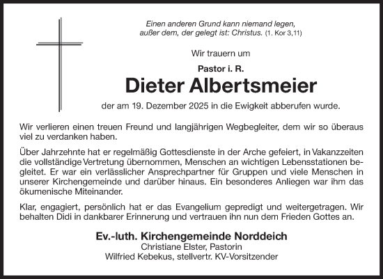 Traueranzeige von Dieter Albertsmeier von Ostfriesischer Kurier GmbH