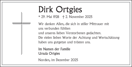 Traueranzeige von Dirk Ortgies von Ostfriesischer Kurier GmbH