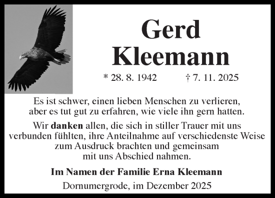 Traueranzeige von Gerd Kleemann von Ostfriesischer Kurier GmbH