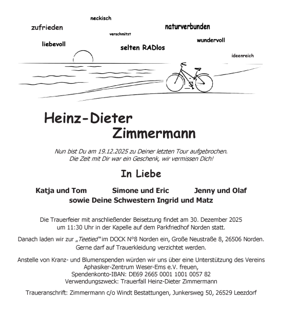 Traueranzeige von Heinz-Dieter Zimmermann von Ostfriesischer Kurier GmbH