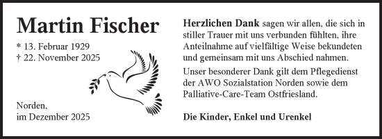 Traueranzeige von Martin Fischer von Ostfriesischer Kurier GmbH