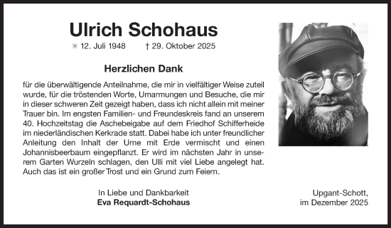 Traueranzeige von Ulrich Schohaus von Ostfriesischer Kurier GmbH