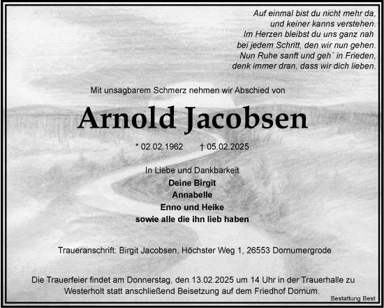 Traueranzeige von Arnold Jacobsen von Ostfriesischer Kurier GmbH