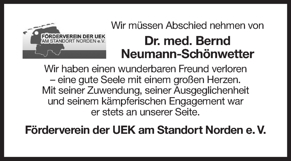  Traueranzeige für Bernd Neumann-Schönwetter vom 05.02.2025 aus Ostfriesischer Kurier GmbH