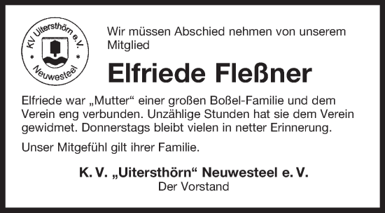 Traueranzeige von Elfriede Fleßner von Ostfriesischer Kurier GmbH