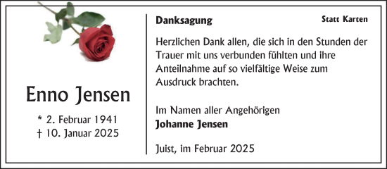 Traueranzeige von Enno Jensen von Ostfriesischer Kurier GmbH