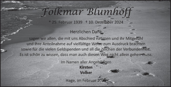 Traueranzeige von Folkmar Blumhoff von Ostfriesischer Kurier GmbH