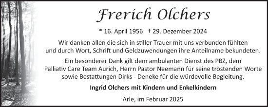 Traueranzeige von Frerich Olchers von Ostfriesischer Kurier GmbH