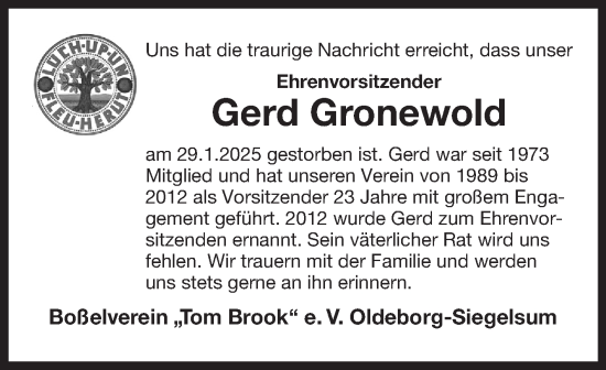 Traueranzeige von Gerd Gronewold von Ostfriesischer Kurier GmbH