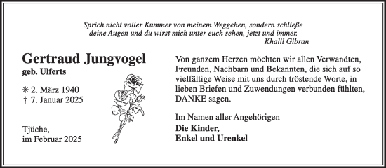 Traueranzeige von Gertraud Jungvogel von Ostfriesischer Kurier GmbH
