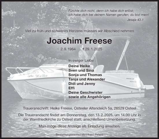 Traueranzeige von Joachim Freese von Ostfriesischer Kurier GmbH