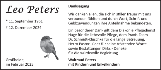 Traueranzeige von Leo Peters von Ostfriesischer Kurier GmbH
