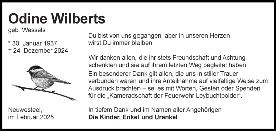 Traueranzeige von Odine Wilberts von Ostfriesischer Kurier GmbH