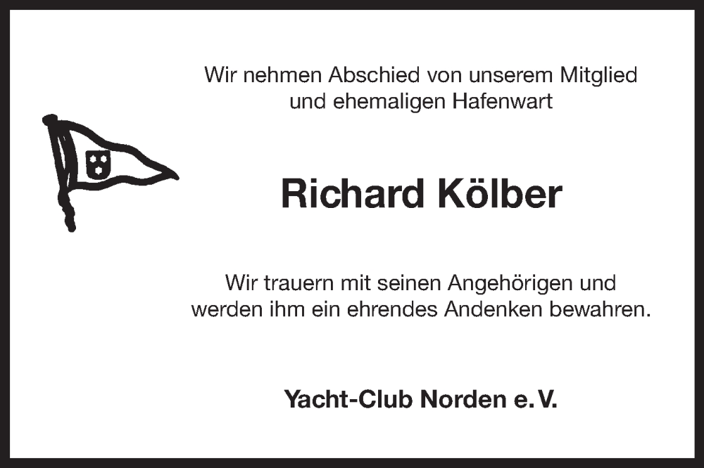  Traueranzeige für Richard Kölber vom 22.02.2025 aus Ostfriesischer Kurier GmbH