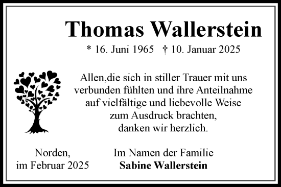 Traueranzeige von Thomas Wallerstein von Ostfriesischer Kurier GmbH